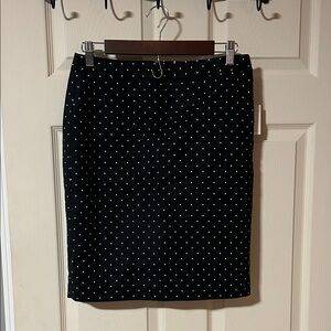 Liz Claiborne Black Pencil Skirt with White Polka Dots